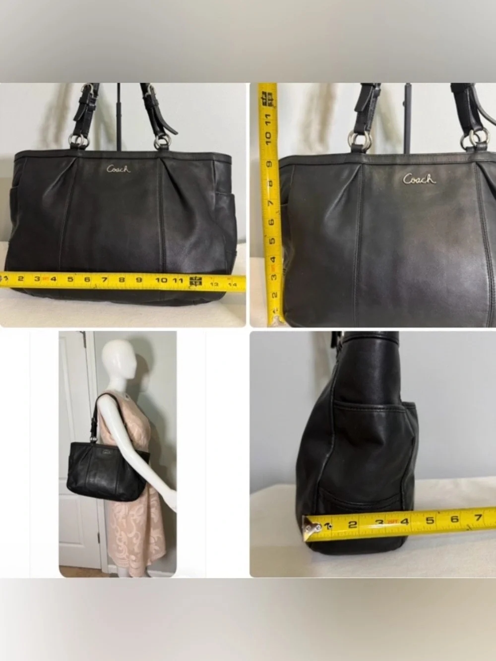 Coach Gallery East West Tote Shoulder Bag Black Leather Y2K Vintage F17722 FAIR
